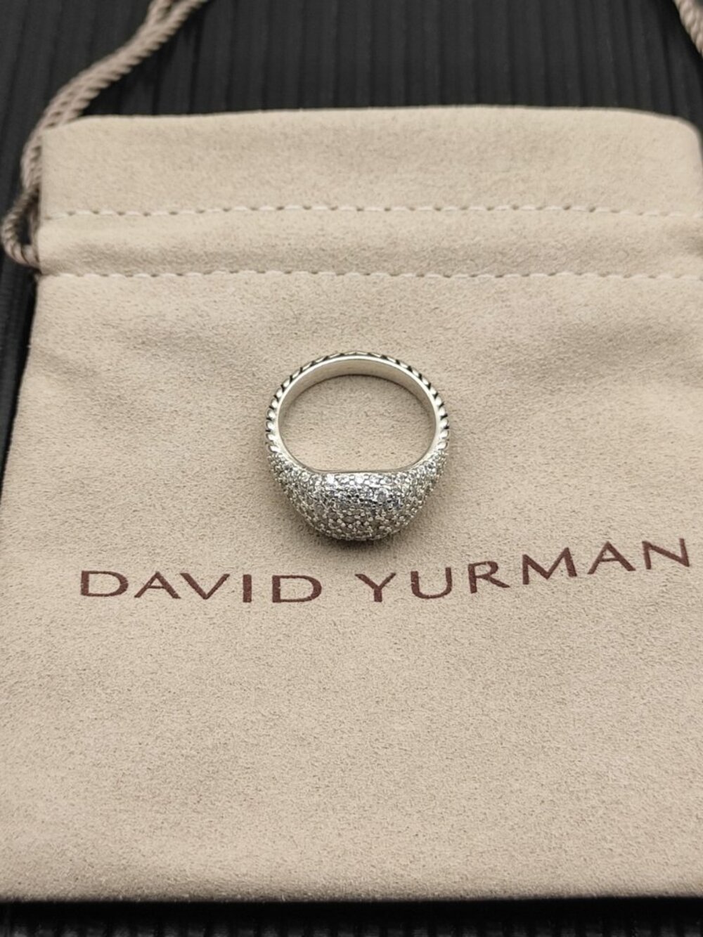 David Yurman Pave Diamond Dome Signet Ring